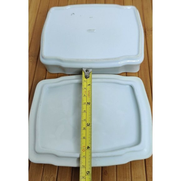 Vintage Rare Glossy Ceramic Art Trinket Box w/ Leaping Deer on Top Cover - 6x5" - Picture 5 of 12